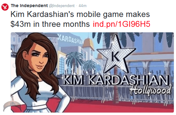 Kim K Kim Ks Mobile Game App hits $43million in 3 months