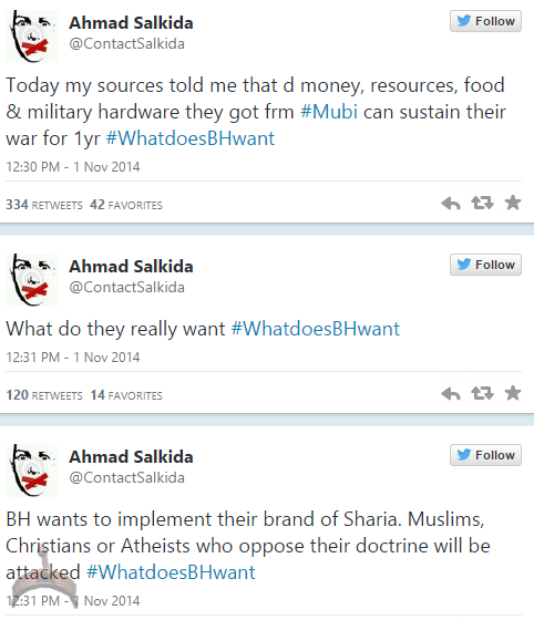 akin34 Full Analogy Of What Boko Haram Wants By Ahmad Salkida Nigerian journalist #WhatDoesBHWant 