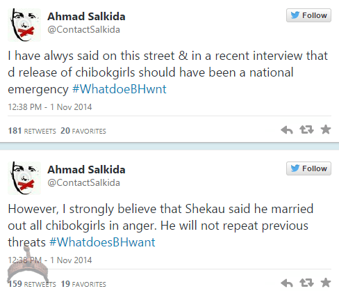 akin45 Full Analogy Of What Boko Haram Wants By Ahmad Salkida Nigerian journalist #WhatDoesBHWant 