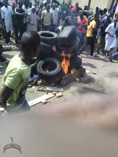 bomber1 Photos: Suspected suicide bomber Set ablaze alive by mob in Gombe  