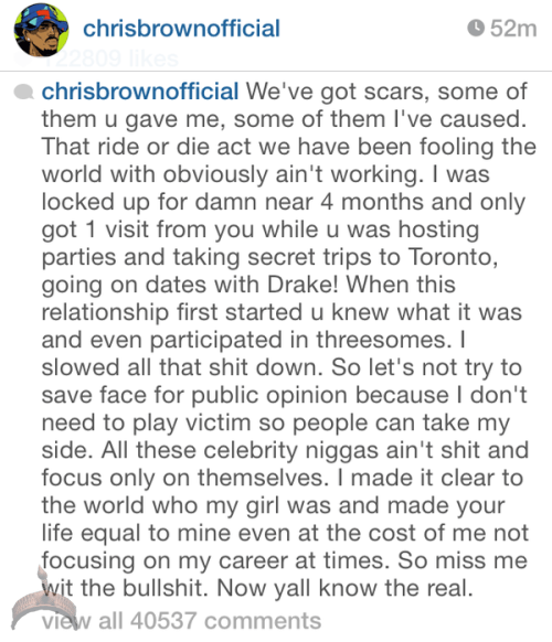 Chris Brown 1 Between Chris Brown & Karrueche on social media.