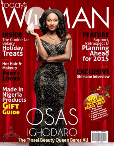 Osas Ighodaro Ex beauty queen Osas Ighodaro shines on the cover Dec/Jan issue of TW magazine
