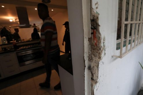 Damage is seen at the residence of Roberto Marrero, chief of staff to opposition leader Juan Guaido, after he was detained by Venezuelan intelligence agents