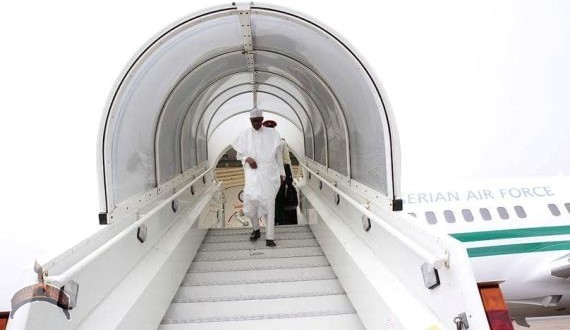 President Buhari arrives UK