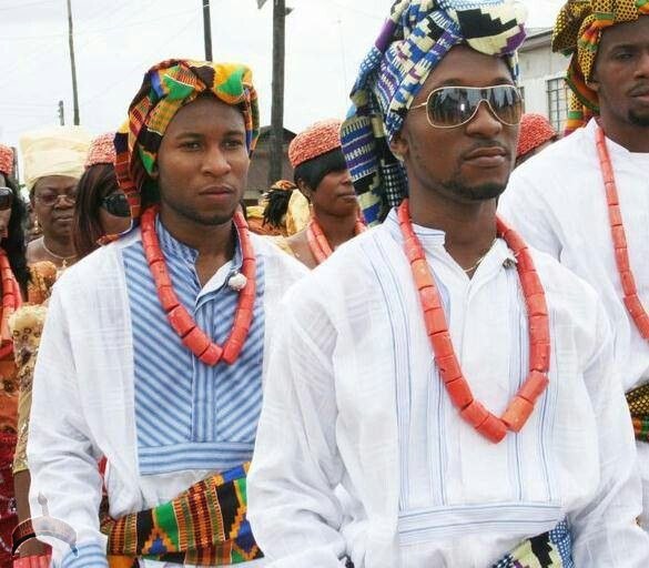 Abua people in their native cloth and beads
