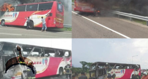 chinese tourist bus on fire