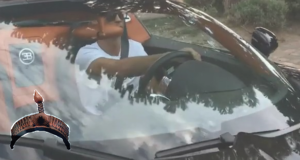 Cristiano Ronaldo driving his £1.7million Bugatti Veyron in his mansion