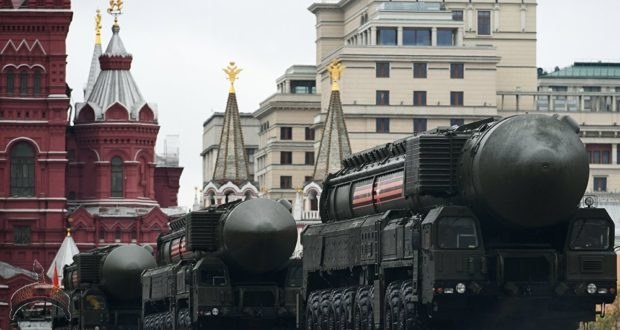 An RS-24 Yars / SS-27 Mod 2 solid-propellant intercontinental ballistic missile during the military parade marking the 72nd anniversary of Victory in the 1941-45 Great Patriotic War on Red Square, Moscow