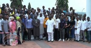 Yahaya Bello with youths from Natasha Akpoti