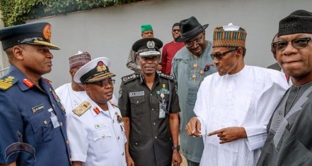president buhari some governors security chiefs after their meeting state house abuja friday