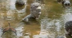 Sculptures in a lake_In remembrance