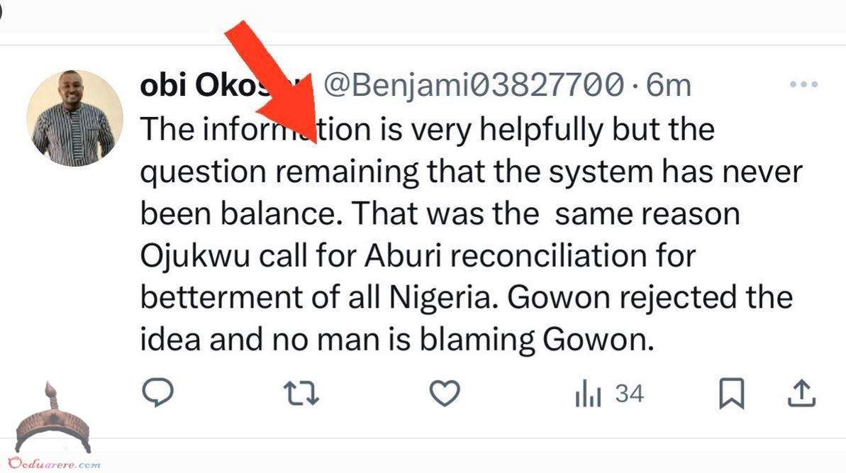 Reno Omokri shakes the tableand bursts a bubble again as he schools an Obidient on Nigerian-history